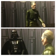 NTERIOR: DEATH STAR CONFERENCE ROOM. Tarkin pushes a button and responds to the intercom buzz. TARKIN: “Yes.” VOICE: (over intercom) "We've captured a freighter entering the remains of the Alderaan system. It's markings match those of a ship that blasted its way out of Mos Eisley.” VADER: "They must be trying to return the stolen plans to the princess. She may yet be of some use to us.” #starwars #anhwt #toyshelf